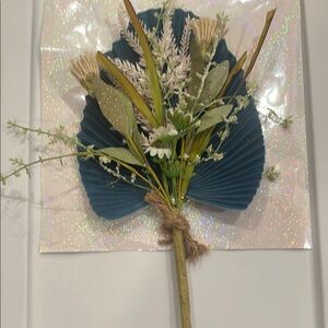 Blue and Green Faux Floral Accent Bouquet